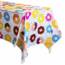 4Pack Donut Party Tablecloth, Rectangular Table Cover For Dining Room Kitchen De - £15.70 GBP