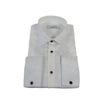 Men CEREMONIA Formal Tux Cotton Shirt Slim Fit Turkey #JKK 13 White Paisley image 2