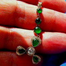 Antique Green Jade European Diamond Deco Pendant Victorian 14 Rose Gold Charm - €6.518,96 EUR