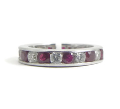 Authenticity Guarantee 
Ruby Diamond Gemstone Channel-Set Eternity Band Ring ... - £2,394.07 GBP