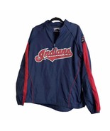 Vtg Majestic Cleveland Indians MLB Nylon Jacket 1/4 Zip Blue Windbreaker Size L - $31.75