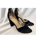 Sam Edelman Yaro Black Suede Block Heel Sandals Size 11 Ankle Strap Open... - $28.45 CAD