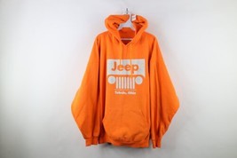 Vintage 90s Jeep Motors Mens 3XL Distressed Spell Out Hoodie Sweatshirt Orange - $59.35