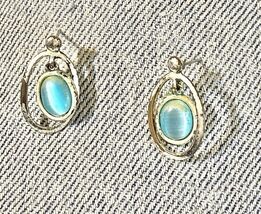 Silver Blue Teardrop Earrings Distressed 3/4 Inch No Backs - $6.00