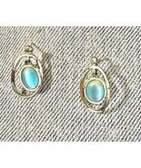 Silver Blue Teardrop Earrings Distressed 3/4 Inch No Backs - $6.00