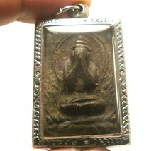 Pidta Close Eye Buddha Lotus Lp Boon Thai Amulet Against Black Magic Evil Spirit - £328.95 GBP