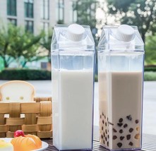 NEW 500mll Milk Carton Water Bottle Transparent Plastic Portable Box Tea Juice - £9.33 GBP
