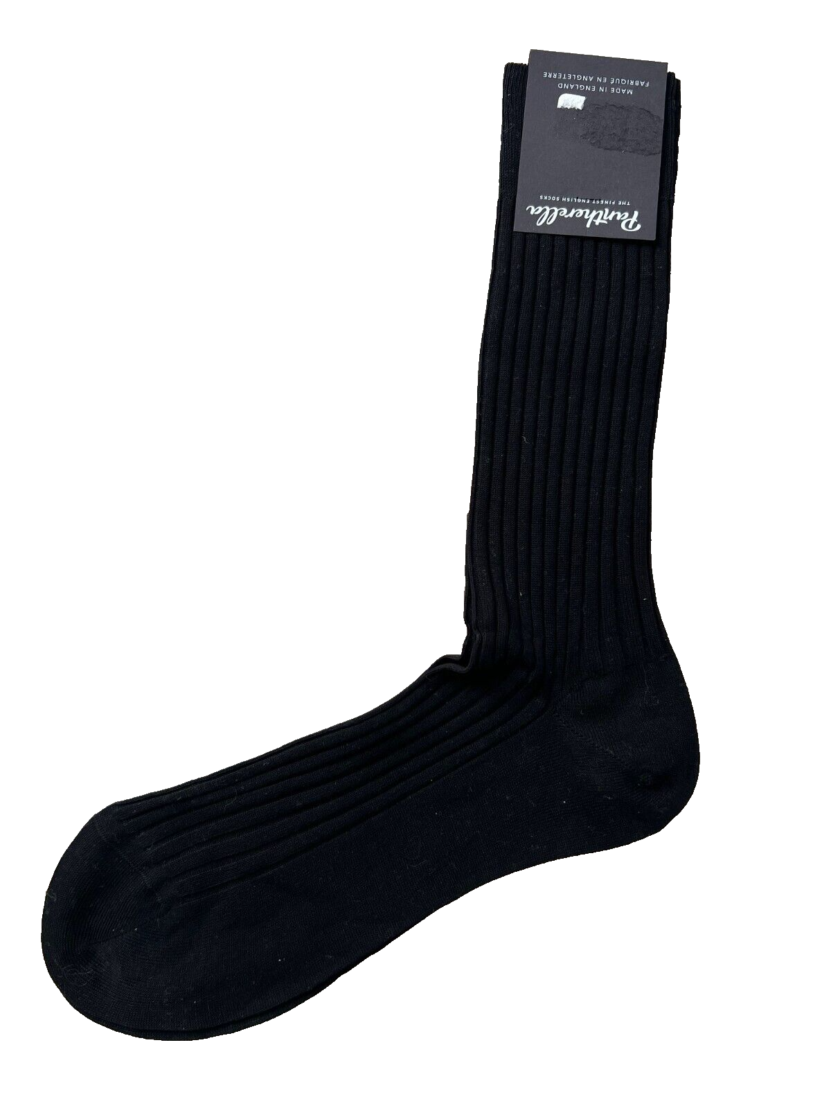 Pantherella Cotton Blend Rib Socks Black ( M ) - $39.57