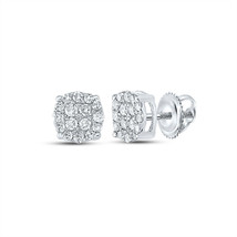 14kt White Gold Mens Round Diamond Cluster Earrings 1/4 Cttw - £257.04 GBP