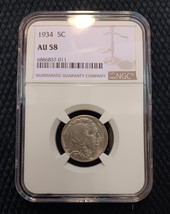 1934 Buffalo Nickel 5¢ Certified AU58 by NGC About Uncirculated - £35.75 GBP