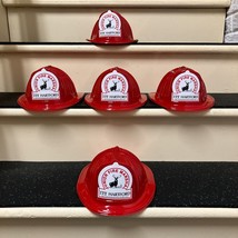 Lot of 5 The Hartford Junior fire Marshal kids red plastic firefighter hat cap - £25.11 GBP