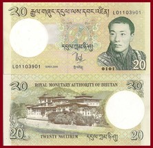 Bhutan P30, 20 Ngultrum, Palace / youngest monarch King Wangchuk, $4CV 2... - £1.56 GBP