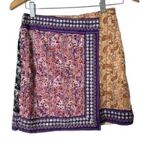 ZARA Embroidered Mirror Mini Wrap Skirt Beaded Floral Print Women’s Size XS - $49.45