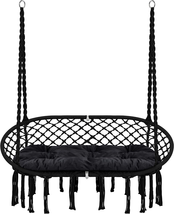 Chair Hanging Swing with Cushion Hanging Cotton Ropes Metal Frame Indoor... - $169.89
