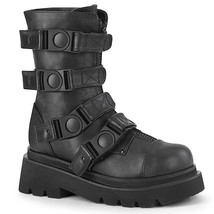 DEMONIA RENEGADE-55  Women&#39;s Black  2&quot; Tiered Platform Strappy Calf High... - £85.47 GBP