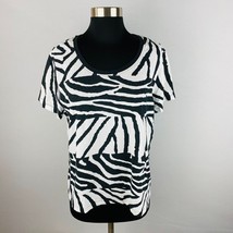 Zenergy by Chico&#39;s Womens 2 = L / 12 Black White Zebra Animal Print Sequins Top - £14.95 GBP