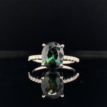 Sapphire Diamond Ring 14k White Gold 4.40 mm Certified $3,950 921163 - £930.79 GBP