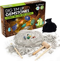 20X Mega Gem Digging Kit Real Gemstones Mining Tool Dinosaur Bones Kids ... - £21.96 GBP