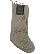 Tahari Gray Christmas Stockings Velvet Set Of 2 Rhinestone Beaded 22&quot; Sn... - $78.37