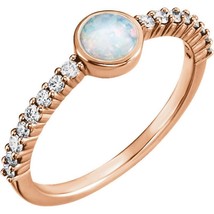 14K Rose Gold Opal and 1/4 CTW Diamond Stackable Ring  - £910.50 GBP