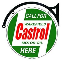 Castrol Motor Oil Double Sided 22&quot; Round Metal Sign with Metal Hanger - £125.52 GBP