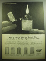1958 Zippo Cigarette Lighter Ad - After 20 years of daily use - $18.49