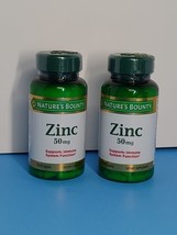 2 Bottles Nature&#39;s Bounty Zinc 50 mg 100 Caplets Each 11/2024 New (Y) - £13.24 GBP