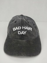 Bad Hair Day Gray Embroidered Distressed Adjustable Baseball Cap - £6.95 GBP