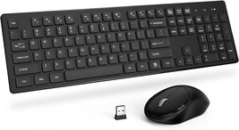 Wireless Keyboard and Mouse, Silent 2.4GHz Cordless Full Size USB Mouse Combo - £12.89 GBP