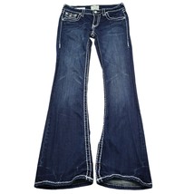 LA Idol USA Jeans Womens 7 Blue Denim Low Waist Flat Front Flare Leg Pants - £23.34 GBP