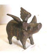 Antique Replica Flying Pig Cast Iron Tabletop Figurine - $29.69