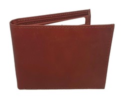 Mens Bi-fold Burgundy Genuine Cow Leather Double Bills Compartment Wallet - $183.60 MXN