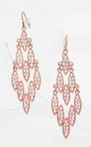 Elegant Crystal Rhinestone Copper-tone Waterfall Pierced Earrings - £9.81 GBP