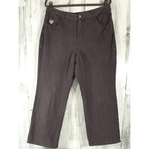 Quacker Factory Dream Jeannes Size 16 (34x26.5) Brown Washed Denim Ankle Cropped - £10.84 GBP