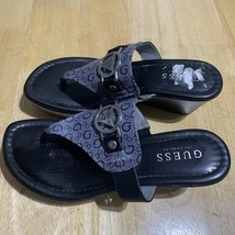 Guess Chunky Platform Wedge Womens 6.5M Sandals Y2K Bratz Rhinestones Bl... - $22.58