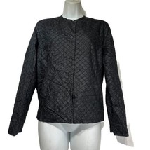 Eileen Fisher Quilted 100% Silk Magnetic Button Tussah Diamond Jacket Si... - $44.54