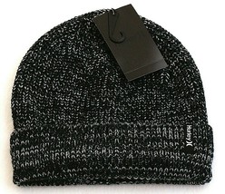 Hurley Black &amp; White Knit Cuff Beanie Men&#39;s One Size NWT - £23.67 GBP