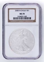 2008-W Burnished Silver American Eagle Graded by NGC as MS70! Nice Strike - £103.93 GBP
