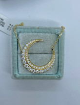 1.10Ct Round Cubic Zirconia Crescent Moon Pendant 14K Yellow Gold Silver Plated - £102.53 GBP