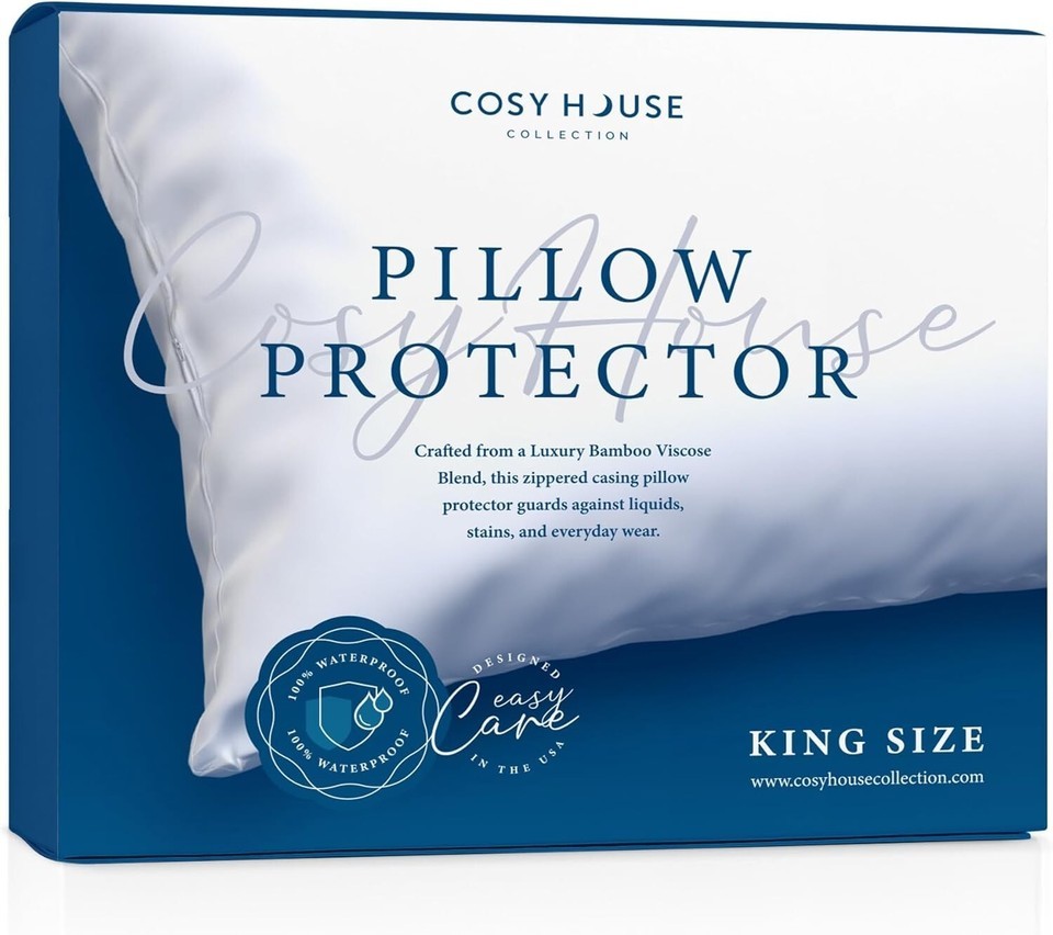 Cooling Zippered Pillow Protectors - 100% Waterproof Bamboo Blend - King Size Item image 3
