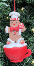 Gingerbread Mug Man Christmas Ornament Peppermint Candyland Sugar Coated - £5.85 GBP