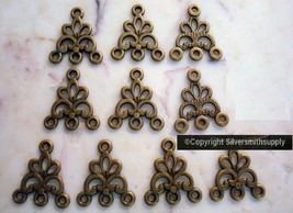 10 Bronze plated 3 to 1 chandelier earring findings, pendant charm 10 pcs fpe155 - £2.33 GBP