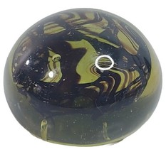 Paperweight Glass Half Round Green Black Marble Design 2.25” For Office ... - $7.68