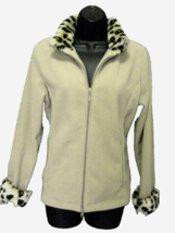 Carolyn Taylor Fleece Jacket Small Zip Front Spotted Leopard Faux Animal... - $19.75