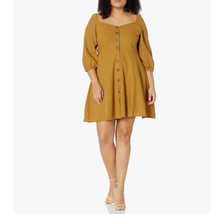 City Chic Womens Small 16 Mustard Puff Sleeve Summer Fling Dress NWT X14 - $53.89
