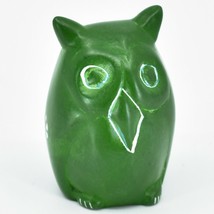 Hand Carved Kisii Soapstone Mini Miniature Green Owl Figurine Made in Kenya - £11.00 GBP