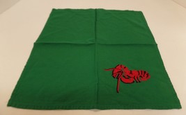 Set of 7 Unbranded Red Embroidered Lobsters on Green Linen Napkins 14&quot; X 15&quot; Pre - £18.58 GBP