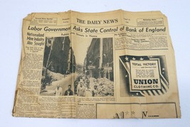 ORIGINAL Vintage Aug 15 1945 WWII Era PA Daily News Newspaper Bank of En... - $49.49