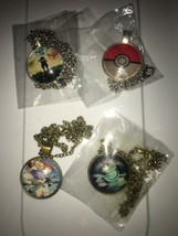 Lot of 4 Pokemon Go Necklaces Glass Art Pendant Gift  Color Detailed Pack - £12.46 GBP