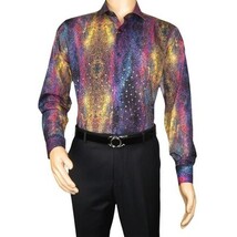 Men's AVM Crystal Digital Sparks Shirt Cotton Turkey Slim Fit 13985-01 Multi image 8